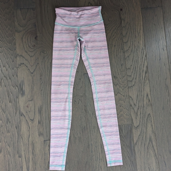 Lululemon Wunder Under Pant III Luxtreme Cyber Stripe Flash Light Menthol Size 2 - Picture 5 of 11